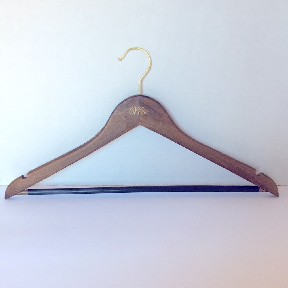 Monogrammed Wood Hanger Mrs Wedding Bride Gift